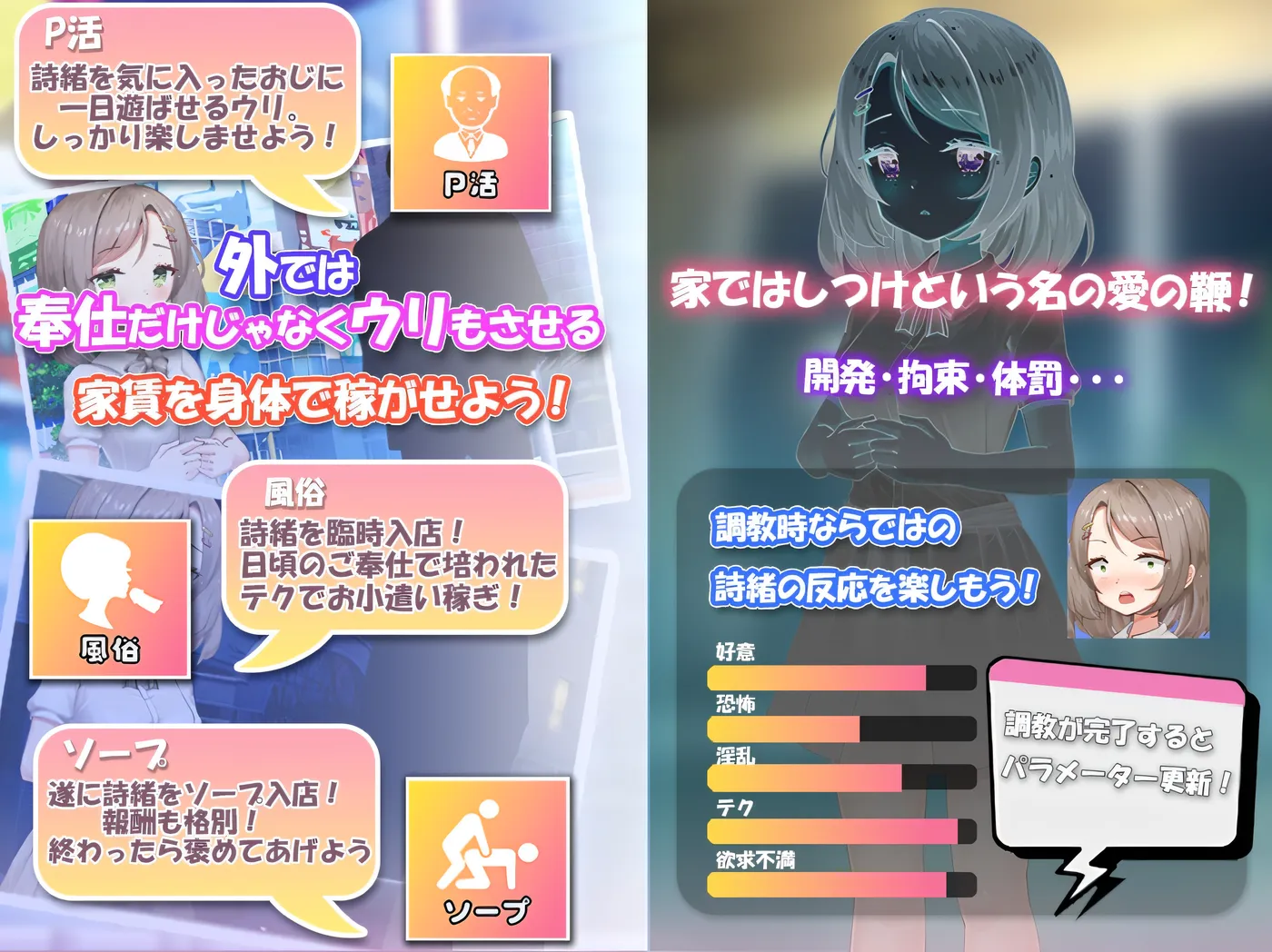 将纯真少女调教成我喜欢的模样～收留无家可归的少女并进行情色开发！宠爱还是欺凌全凭我的喜好～ 無垢な少女を俺好みに染めるまで～家なき少女を拾ってえっちに開発！ 甘やかすも虐めるもすべては俺次第～ AI汉化版 [新作/530.8M]-游戏屋